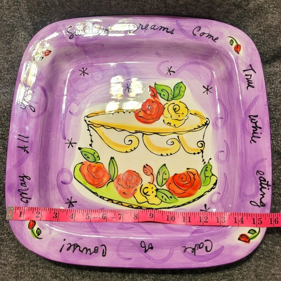 NEW Certified International Sweets Plater by Julia Junkin~Hand Painted~Cake - Picture 9 of 10